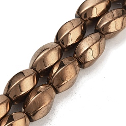 с Покрытием Меди Синтетические магнитные гематит бусины пряди, долговечный, твист, с медным покрытием, 12~12.5x8~8.5 мм, отверстие : 1.2 мм, около 32 шт / нитка, 16.14'' (41 см)