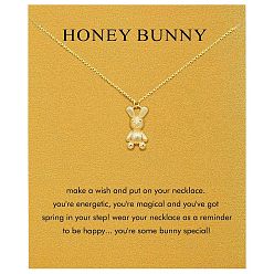 Кролик Дружба латунные подвески ожерелья, золотые, кролик, 17.72 дюйм (45 см)