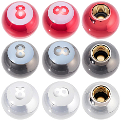 Mixed Color 12Pcs 3 Colors Plstic Tire Valve Stem Caps, with Brass Findings, Round with Number 8, Mixed Color, 19mm, Hole: 7mm, 4pcs/color
