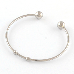 Stainless Steel Color 304 Stainless Steel Cuff Bangle Making, with 201 Stainless Steel Beads, Stainless Steel Color, 57mm
