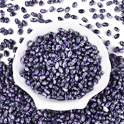 Сланцево-синий Спрей роспись стекла бисер, овальные, синевато-серый, 7x4~4.5 мм, отверстие : 0.9 мм, Около 2500 шт / фунт