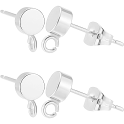 Посеребрённый Изделия из латуни, с латунными фрикционными гайками, плоско-круглые, 925 серебро покрытием, 10.5x5 мм, отверстие : 1.5 мм, штифты : 12x0.8 мм