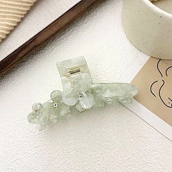 Темный Морско-зеленый Заколки-клочья из ацетата целлюлозы с кристаллами и стразами, цветок, темно-зеленый, 40x95 мм