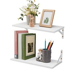 Белый Прямоугольные настенные держатели из МДФ, с железной фурнитурой, белые, 400x195x12 мм