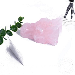 Розовый Кварц Резные фигурки головы дракона из натурального розового кварца, для домашнего офиса настольный орнамент фэн-шуй, 80 мм