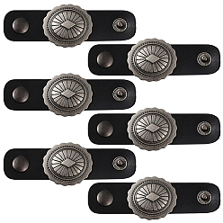 Oval 6 piezas de clips para bufandas de aleación con imitación de cuero, negro, plata antigua, oval, 79x26.5x6 mm