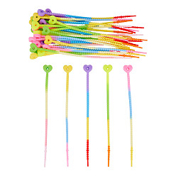 Mixed Color 30Pcs 5 Colors Heart Silicone Cable Ties, Tie Wraps, Reusable Zip Ties, Mixed Color, 210x19x7mm, 6pcs/color