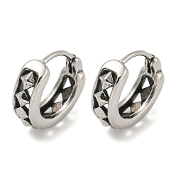 Античное Серебро 316 серьги-кольца из хирургической нержавеющей стали, ромб, античное серебро, 14.5x5.5 мм