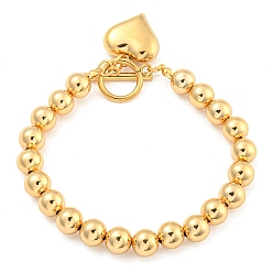 Настоящее золото 18K 304 подвески браслет из нержавеющей стали, с Переключить застежками, сердце, реальный 18 k позолоченный, 8-3/4 дюйм (22.1 см)