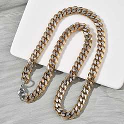 Золотой & Цвет Нержавеющей Стали 10мм 201 ожерелья из кубинской цепи из нержавеющей стали для женщин и мужчин, алмазная огранка, с 304 нержавеющей стали застежки, золотые и нержавеющая сталь цвет, 23.82 дюйм (60.5 см)