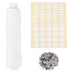 Mixed Color Candle Making Tool Sets, with Tinplate Bucket, Candle Wick and Double-faced Self-adhesive Paper Stickers, Mixed Color, 12.5x4mm, Hole: 2.5mm, 200pcs