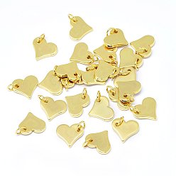 Real 18K Gold Plated Brass Charms, Heart, Real 18K Gold Plated, 10x11x1.5mm, Hole: 3.5mm