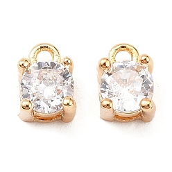 Настоящее золото 18K Латунные микро проложить кубического циркония подвески, без кадмия, без никеля и без свинца, круглые подвески, реальный 18 k позолоченный, 6x4.5x4.5 мм, отверстие : 1.1 мм