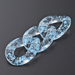 Light Sky Blue Transparent Acrylic Linking Rings, Quick Link Connectors, for Curb Chains Making, Twist Oval, Light Sky Blue, 39x29x7.5mm, Inner Diameter: 12x22mm