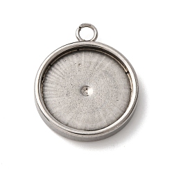 Нержавеющая Сталь Цвет 201 Настройки кабошон из нержавеющей стали кулон, плоско-круглые, цвет нержавеющей стали, лоток : 12.5 мм, 17x14x2.5 мм, отверстие : 1.8 мм