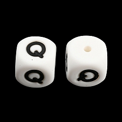 Letter Q 20Pcs White Cube Letter Silicone Beads 12x12x12mm Square Dice Alphabet Beads with 2mm Hole Spacer Loose Letter Beads for Bracelet Necklace Jewelry Making, Letter.Q, 12mm, Hole: 2mm
