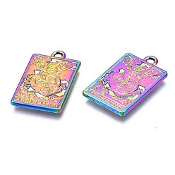 Rainbow Color Rack Plating Alloy Pendants, Cadmium Free & Nickel Free & Lead Free, Rainbow Color, Tarot Charms, The Wheel of Fortune X, 23.5x14.5x1.5mm, Hole: 1.8mm