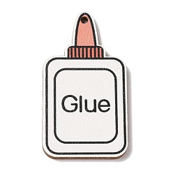 Bottle Подвески из дерева с цветной печатью, канцтовары, бутылка, 45x25x2.5 мм, отверстие : 1.5 мм