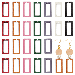 (52) Непрозрачная лаванда 140 шт 7 цвета подвески из дерева, окрашенные, полые прямоугольные подвески, разноцветные, 30.5~31x14.5~15x2.5~3 мм, отверстие : 1.5 мм, 20 шт / цвет