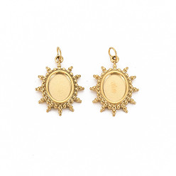 Настоящее золото 14K Ионное покрытие (ip) 304 настройки эмали подвески из нержавеющей стали, с прыжковых колец, овальные, реальный 14 k позолоченный, 18x13.5x2 мм, Перейти кольцо: 4x1 мм, 2.5 мм внутренним диаметром