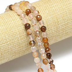 Yellow Hematoid Quartz Бусы из натурального желтого гематоидного кварца, граненый (128 граней), круглые, 6~6.5 мм, отверстие : 0.8~1 мм, около 59~64 шт / нитка, 14.25~15.55'' (36.2~39.5 см)