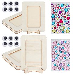 (52) Непрозрачная лаванда Наборы для самостоятельного изготовления фоторамок, в том числе 6 наборы пустых прямоугольных деревянных фоторамок, с прозрачными акриловыми наклейками со стразами, чёрно-белое покачивание гугли глаза кабошоны, разноцветные, 19.1x14x0.2 см, Внутренний диаметр: 14.1x9 cm, 3sets