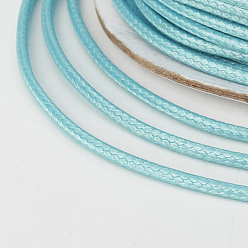 Cyan Eco-Friendly Korean Waxed Polyester Cord, Cyan, 2mm, about 90yards/roll(80m/roll)