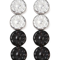 Черный Чешские прессованные стеклянные бусины, плоские круглые с цветком, чёрные, 18x5.5 мм, отверстие : 1 мм, около 30 шт / упаковка