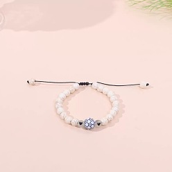 Говлит Спортивные браслеты из синтетических бирюзовых и пластиковых бусин, плетеные из бусин, Регулируемые браслеты из плетеной нейлоновой нити для женщин и мужчин, сияющий футбол и сердце