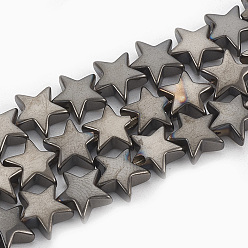 (405) Непрозрачный AB вишня Гальванизировать немагнитных синтетический гематит бисер пряди, звезда, с черным покрытием, 7~8x7~8x3~3.5 мм, отверстие : 1 мм, около 65 шт / нитка, 16.14 дюйм