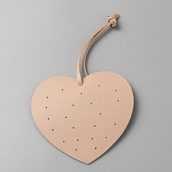 PeachPuff Imitation Leather Earring Display Cards, Heart, PeachPuff, 21.5cm, Heart: 105x115x2mm