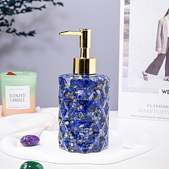 Lapis Lazuli Natural Lapis Lazuli Dispenser Pump Bottles, Shower Shampoo Cosmetic Emulsion Storage Bottle, Column, 7.5x17cm, Capacity: 160ml(5.41fl. oz)