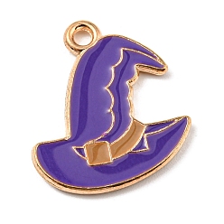 Hat Подвески из эмали и сплава, Хэллоуин тема, золотой свет, шляпа, 19x17x1.5 мм, отверстие : 1.5 мм