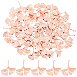 Розовое Золото Латуни кулон, гинкго лист, розовое золото , 29x26x1.5 мм, отверстие : 1 мм, 50 шт / коробка