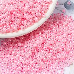 (RR518) Cotton Candy Pink Lined MIYUKI Round Rocailles Beads, Japanese Seed Beads, (RR518) Cotton Candy Pink Lined, 8/0, 3mm, Hole: 1mm, about 422~455pcs/bottle, 10g/bottle