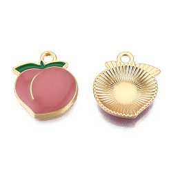 Бледно-фиолетовый Красный Подвески из эмали и сплава, золотой свет, персик, бледно-фиолетовый красный, 17.5x15x3 мм, отверстие : 1.8 мм