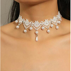 Белый Ожерелья из цепочек с кисточками из смолы в готическом стиле, слеза, белые, 11.81~15.75 дюйм (30~40 см)