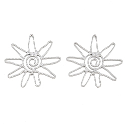 Stainless Steel Color 304 Stainless Steel Pendants, Hollow Sun Charms, Stainless Steel Color, 31x32x1.5mm, Hole: 9x2.5mm