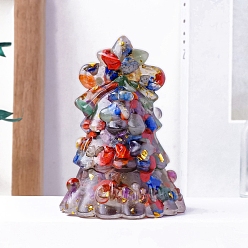 Смешанные камни Украшения для выставки товаров из натуральных смешанных драгоценных камней, украшение для домашнего офиса из смолы, рождественская елка, 65x85 мм