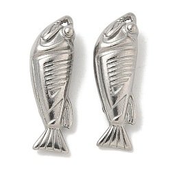 Нержавеющая Сталь Цвет Антикоррозийные 304 подвески из нержавеющей стали, очарование рыбы, цвет нержавеющей стали, 27.5x9x6.5 мм, отверстие : 1.2 мм