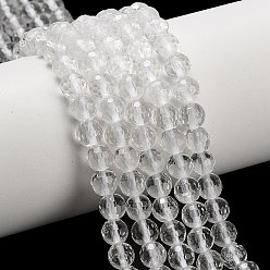 Хрусталь Природных кристаллов кварца бисер нитей, горного хрусталя, граненые, круглые, 6 мм, отверстие : 0.9 мм, около 63~64 шт / нитка, 15.16~15.28'' (38.5~38.8 см)