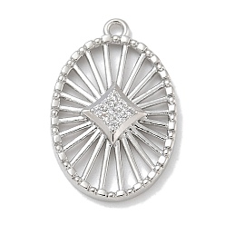 Платина Стойка металлическая латунная микропрофилированная кубическая циркония подвески, долговечный, без свинца и без кадмия, овальные амулеты, платина, 21.5x14x3 мм, отверстие : 1.5 мм