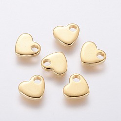 Real 24K Gold Plated 201 Stainless Steel Charms, Stamping Blank Tag, Heart, Real 24k Gold Plated, 6x7x1.5mm, Hole: 1.6mm