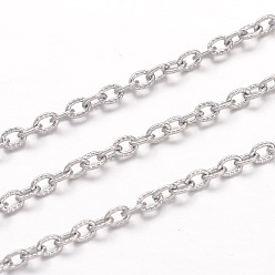 Нержавеющая Сталь Цвет Устойчивы к потускнению 304 цепи из нержавеющей стали, , пайки, овальные, для изготовления ювелирных изделий, цвет нержавеющей стали, 3x2.5x0.6 мм