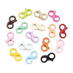 Mixed Color Spray Painted Alloy Lobster Claw Clasps, Number 8, Mixed Color, 18x10.5x4.5mm, Hole: 5mm