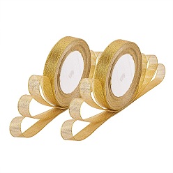 Gold Glitter Metallic Ribbon, Sparkle Ribbon, Gold, 5/8 inch(15~16mm), about 25yards/roll, 10rolls/group