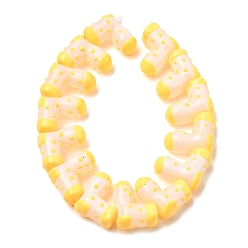 Золотистый Стеклянные эмалевые бусины ручной работы, бусины ручной работы, Рождественский чулок, золотые, 17.5~22.5x21.5~22.5x10.5~11.5 мм, отверстие : 1.6 мм