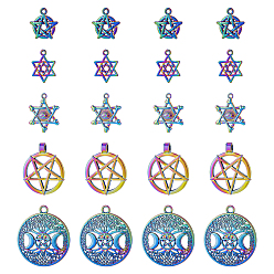 Rainbow Color 20 шт 5 подвески из сплава с покрытием, без кадмия и без свинца, пентакль и звезда давида с глазом и плоской круглой луной и звездой, Радуга цветов, 19~38.5x16~34x2~6 мм, отверстие : 1.6~4 мм, 4 шт / стиль