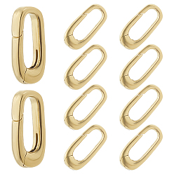 Золотой 10шт. латунные пружинные кольца-затворы, овальные, золотые, 13x7x3 мм