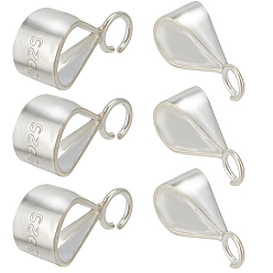 Серебро 6шт. 925 серебряные трубчатые дужки, петля под залог, треугольные, серебряные, 10x5x3.5 мм, отверстия : 1.8 mm и 5.5x4 мм